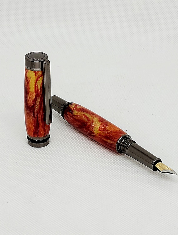 Diamond-Infused Resin Fountain Pen with German Iridium Nib – Sleek, Compact Design for Effortless Writing.