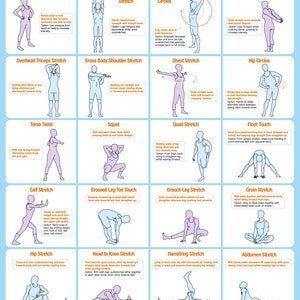 Stretching Exercise Poster | Warm Up Cool Down Chart | Gym Training Chart