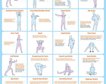Stretching Exercise Poster Warm up Cool Down Chart Etsy