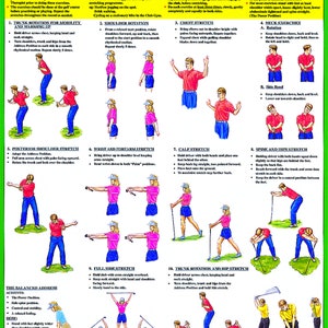 Golf Warm Up Poster | Golf Training Exercise Chart