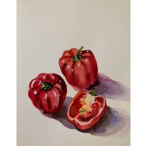 ベルペッパーの絵画 - オリジナルの水彩画からのプリント、「ベル