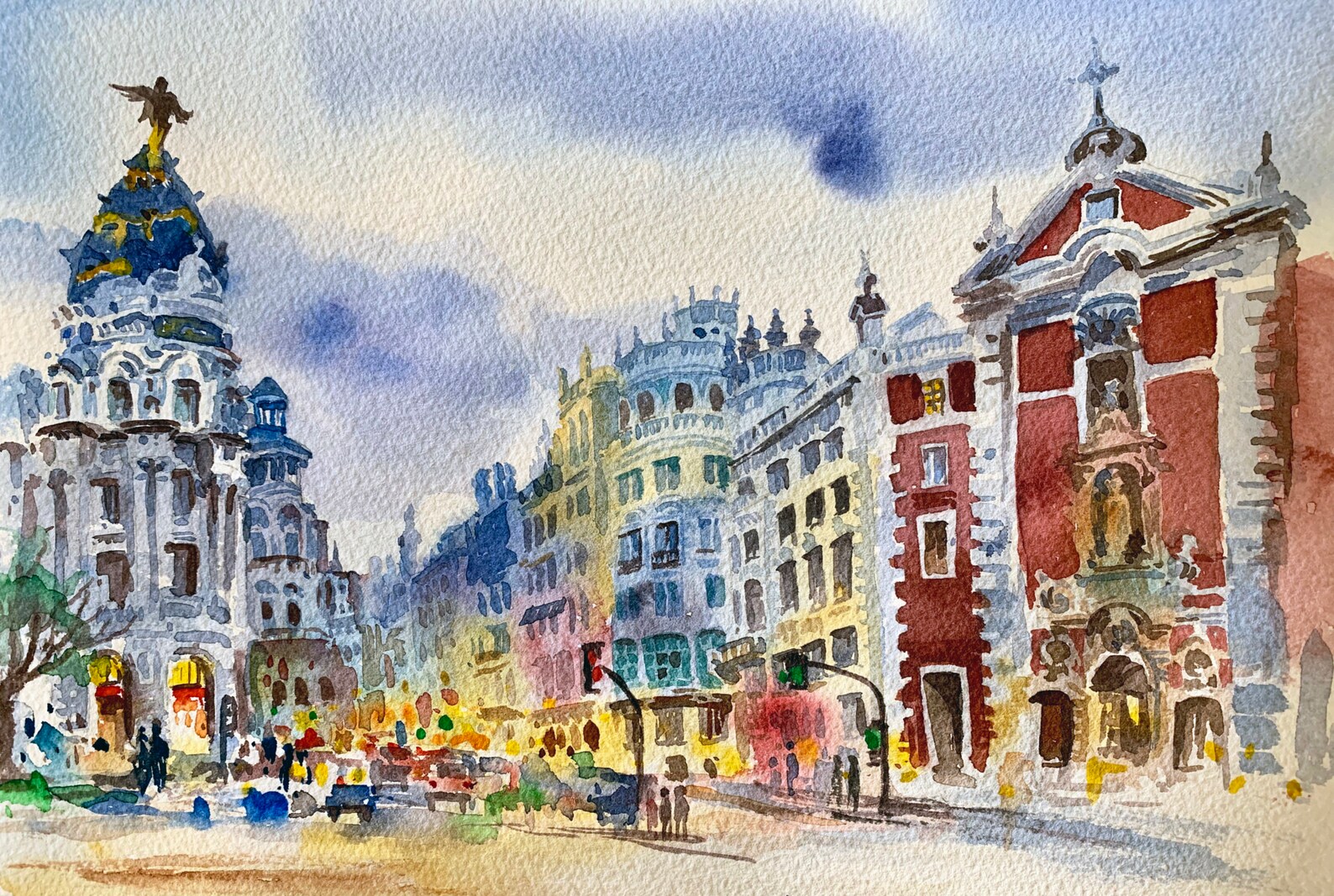 Madrid Original Watercolor Painting Spain Painting Madrid Etsy