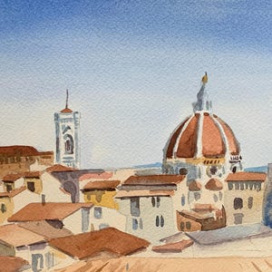 Florenz Toskana original Aquarell, Florenz Skyline, Souvenir Duombdom, Toskana Panorama santa maria del fiore Kuppel handgemacht klein