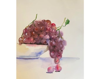 オリジナルの水彩画「ブドウの木のブドウ」9