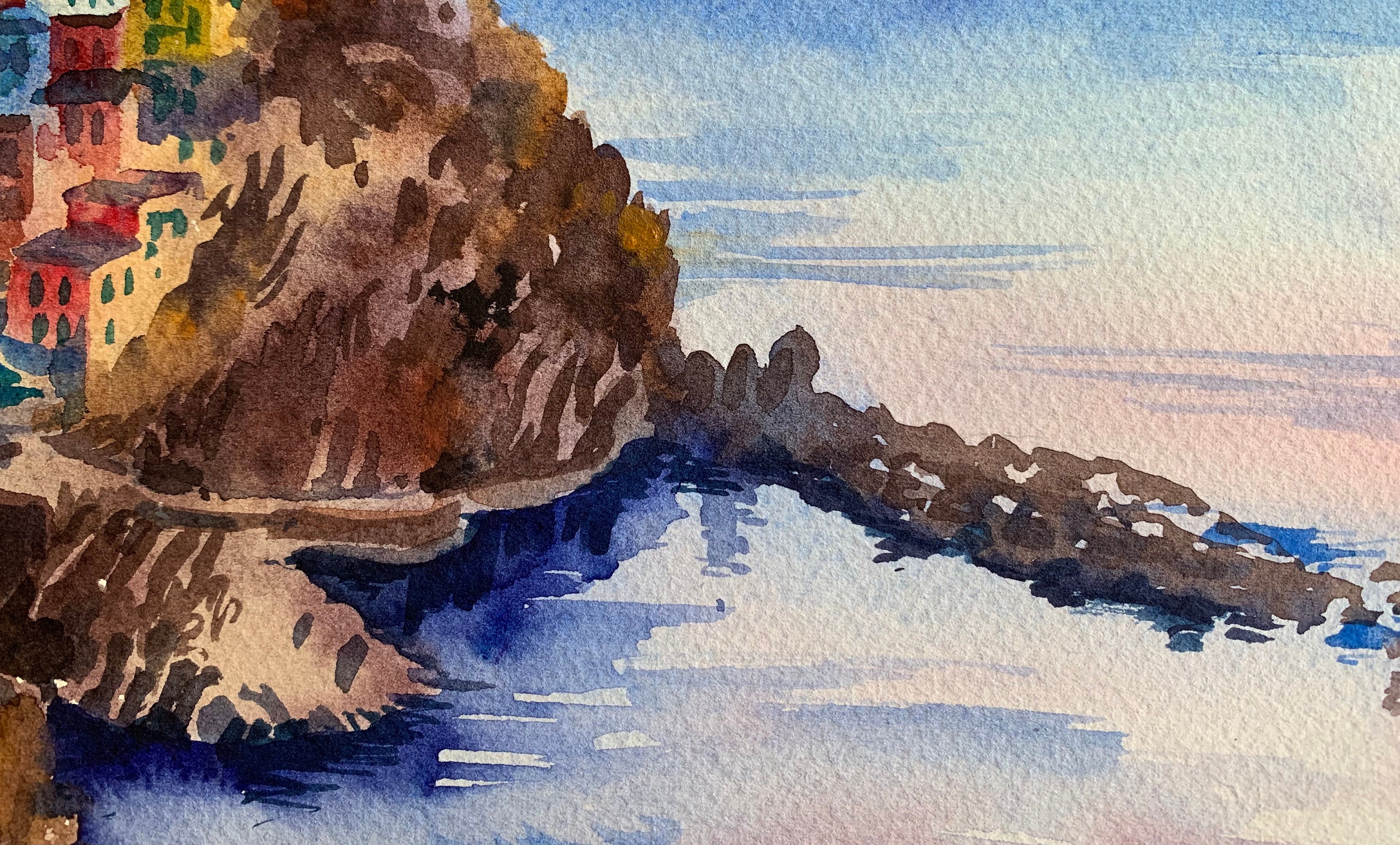 水彩画原画「マナローラ・イタリア」＃664