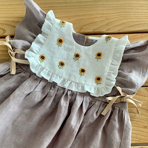 Embroidered Sunflower Linen Detachable Collar - Girls Blouse Collar