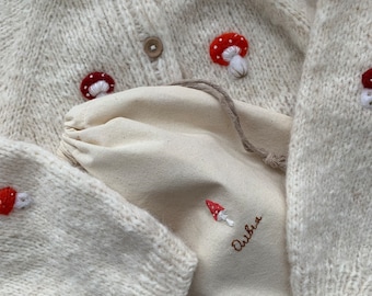 Knit Baby Cardigan, Mushroom Clothes, Cozy Knit Embroidered Kids ...