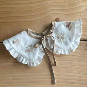 Embroidered Linen Detachable Collar: Women's Frill Collar