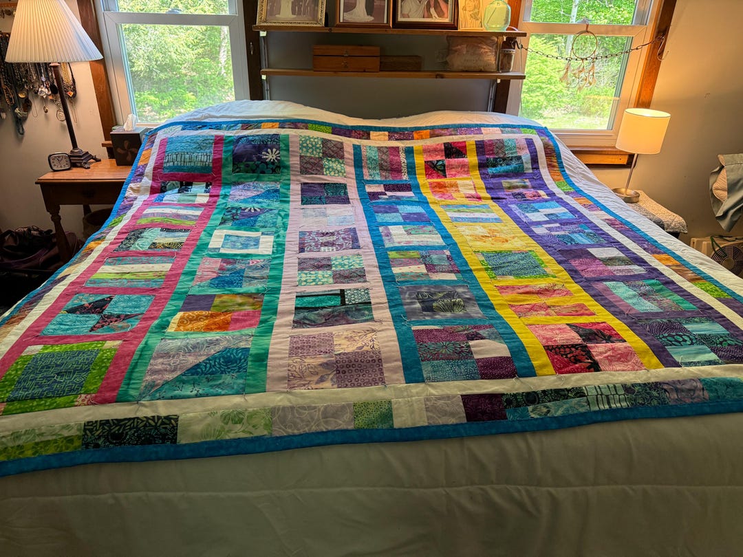 Scrappy Batik Lap Quilt, 100% Cotton, Double-sided Design (70 X 72") - Etsy