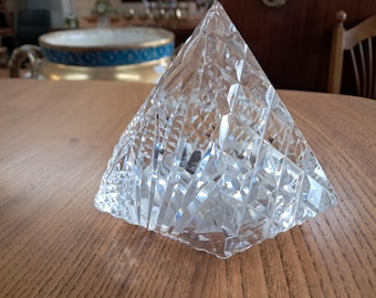 Vintage Paperweight Desktop Prism Glass 1970's Cut Glass Mid Century
