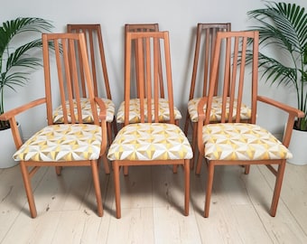 Mid Century Vintage Dining Chairs  Set of 6 Morris of Glasgow Restored Upholstered 1960's