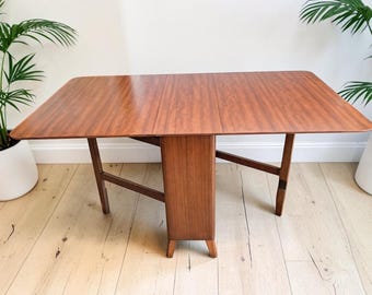 Vintage Mid Century G Plan Style Dining Table Drop Leaf Gate Leg Retro Teak 1970's Restored
