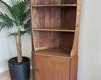 Mid Century Ercol Windsor Corner Display Unit Solid Elm Storage Cupboard Vintage VGC