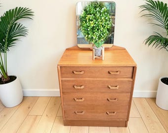 Mid Century G Plan Brandon Oak Chest of Drawers + Mirror Vintage 1950 VGC
