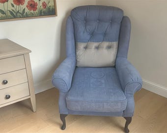 Vintage Wingback Armchair Mid Century Lounge Chair Buttoned