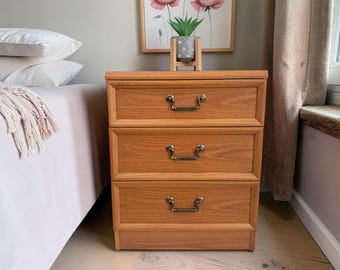 G Plan Mid Century Bedside Table with 3 Drawers Vintage Retro 1980's