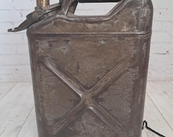 Vintage 1930s Jerry Can Lamp Industrial Military Fuel Can Table Light Steampunk