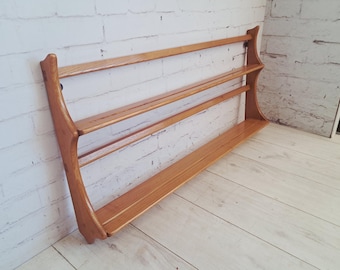 Vintage Ercol Windsor Plate Rack Wall Shelf Light Elm Mid Century Country Kitchen 1970s