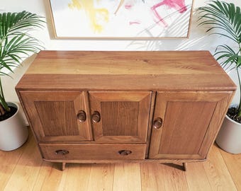 Ercol Windsor Sideboard Mid Century Solid Elm 467 Vintage 1960's Restored