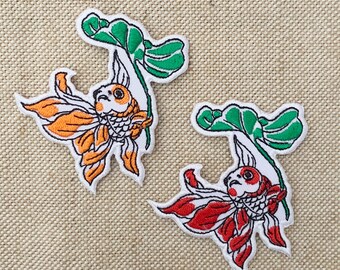 Goldfish Iron On Patch: Embroidered Applique for Jackets, Backpacks