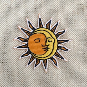 Sun and moon patches iron on Sun and moon eye patches for Jackets embroidery patch Patch for backpack Iron On Patch patches for hats