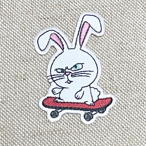 Rabbit on Skate patches iron on Rabbit iron on patch patches for Jackets embroidery patch Patch for backpack Iron On Patch patches for hats