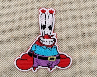Mr. Krabs Embroidered Iron-On Patch: Cartoon Character Applique