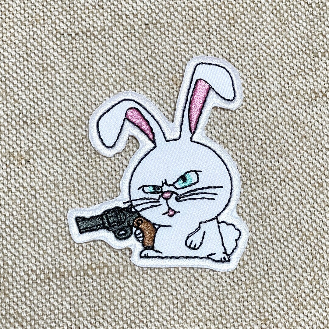 Rabbit With Gun Patches Iron on Rabbit Iron on Patch Patches for ...
