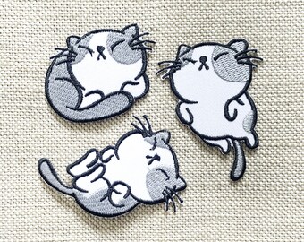 3 pc Cute cat patches iron on Cat patches for Jackets embroidery patch Patch for backpack Embroidered Iron On Patch