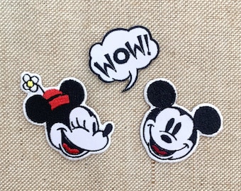 Mickey & Minnie Mouse Iron-On Embroidered Patches - 3pc Set