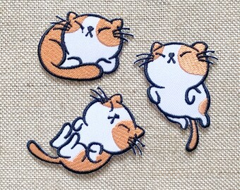 3 pc Cute cat patches iron on Cat patches for Jackets embroidery patch Patch for backpack Embroidered Iron On Patch