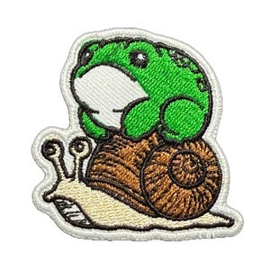 Frog on snail iron on patch Iron on patches for Jackets embroidery patch Patch for backpack Iron On Patch patches for hats Iron on patches