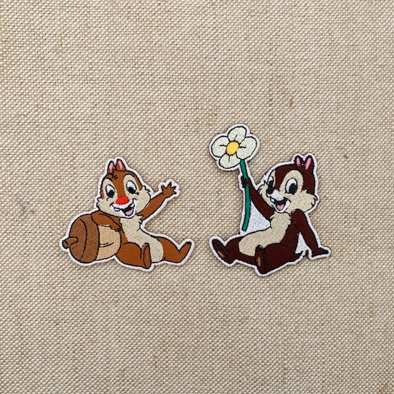 Chip n Dale Iron On Patches: Cartoon Embroidered Applique
