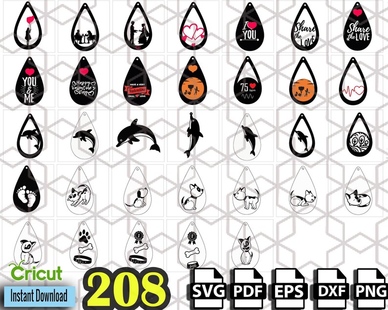 Download Earring Svg Bundle Commercial Use SVG Cut Files Instant | Etsy