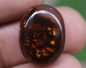 12.3 Cts Natural Top Grade Mexican Fire Agate Cbochon Gemstone, Oval Shape Fire Agate Cabochon Loose Gemstone,Free-Form,Pendant