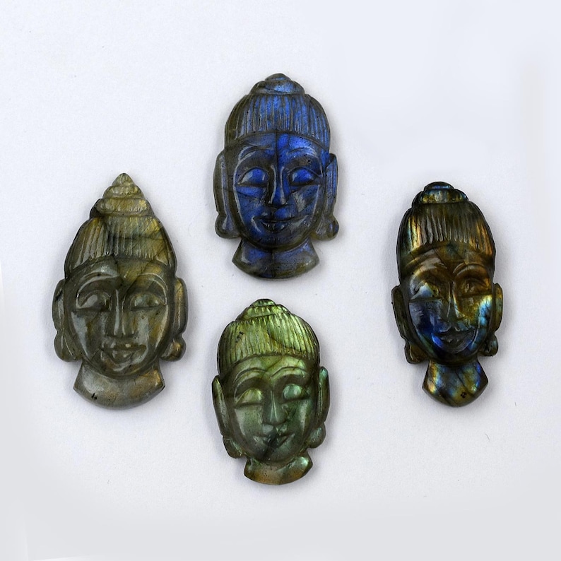 Labradorite Lord Buddha Face Carving Cabochon Natural Crazy Shape Gemstone With Multi-Size Lot
