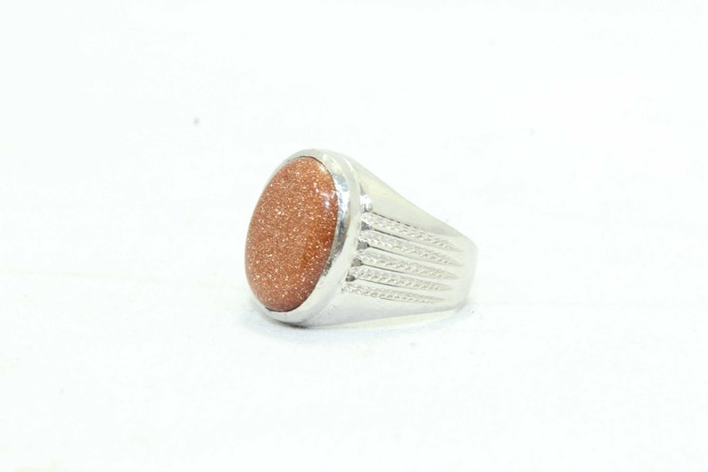 Rajasthan Gems Handmade Men/'s Ring 925 Sterling Silver Natural Sunstone Semi Precious Gemstone