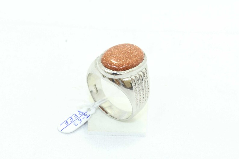 Rajasthan Gems Handmade Men/'s Ring 925 Sterling Silver Natural Sunstone Semi Precious Gemstone
