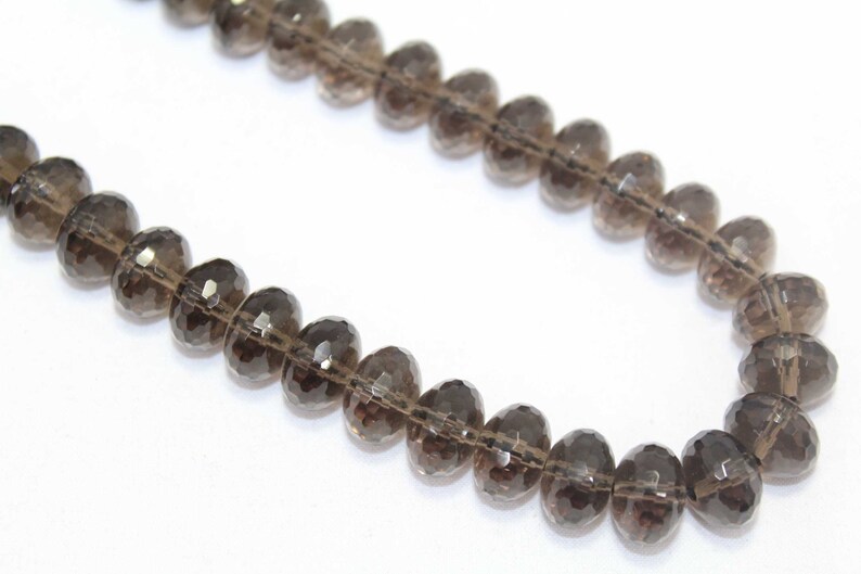 Rajasthan Gems Beautiful Single Line Natural Brown smoky quartz Beads Stones NECKLACE 16.5 inch