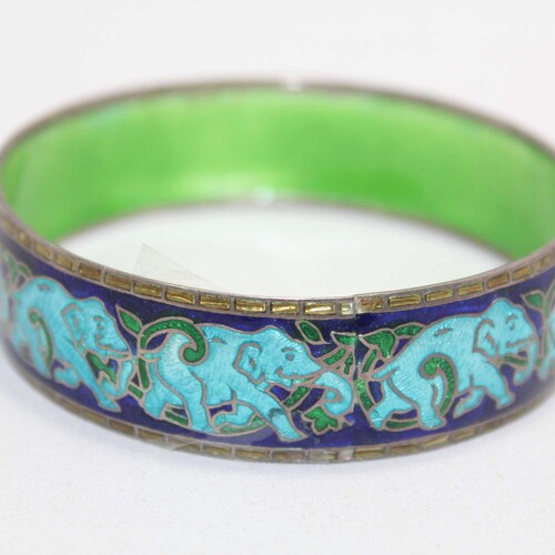 Rajasthan Gems Bangle shops Kada Enamel Silver Sterling 925 Cloisonne Women Handmade Traditional B168