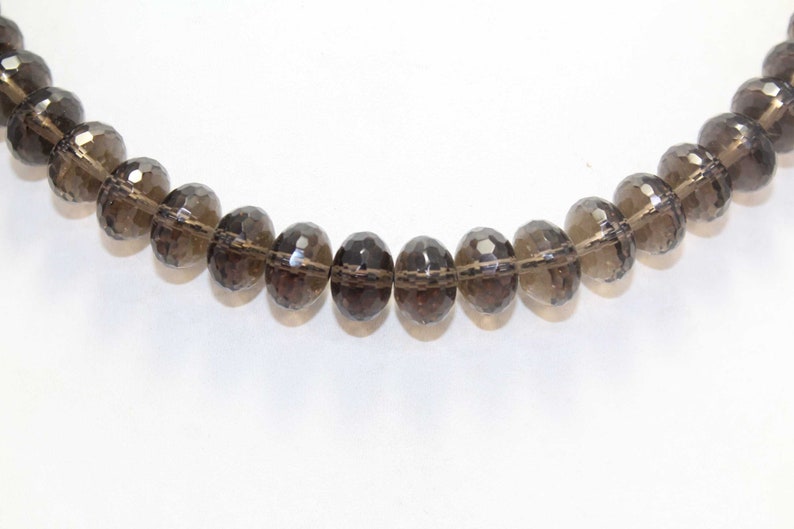 Rajasthan Gems Beautiful Single Line Natural Brown smoky quartz Beads Stones NECKLACE 16.5 inch