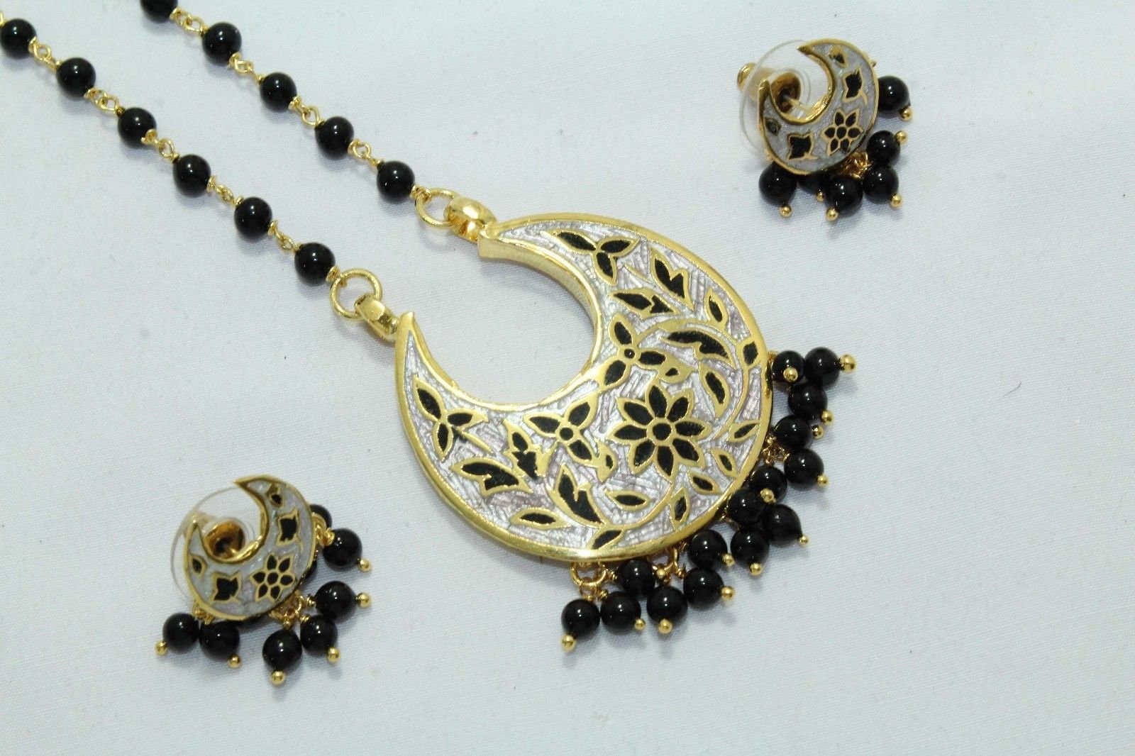 Rajasthan Gems 925 Sterling Silver Gold Rhodium Black Enamel Etsy