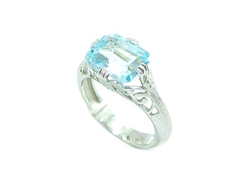 Rajasthan Gems  Women Ring 925 Sterling Silver Natural Semi Precious Blue Topaz Stone A