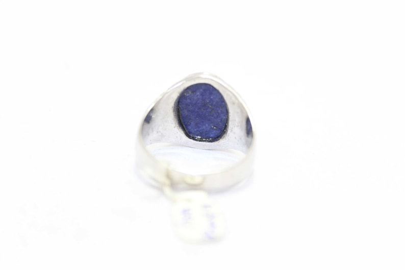 Rajasthan Gems Handmade Men/'s Ring 925 Sterling Silver Semi Precious Blue Lapis Lazuli Stone A