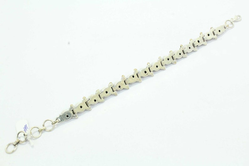 Rajasthan Gems 925 Sterling Silver Natural Blue Turquoise stone Bracelet 7.4 inch
