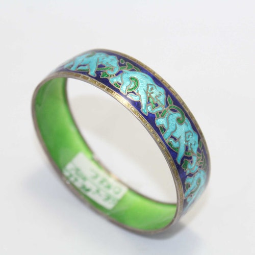 Rajasthan Gems Bangle shops Kada Enamel Silver Sterling 925 Cloisonne Women Handmade Traditional B168