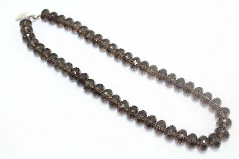 Rajasthan Gems Beautiful Single Line Natural Brown smoky quartz Beads Stones NECKLACE 16.5 inch