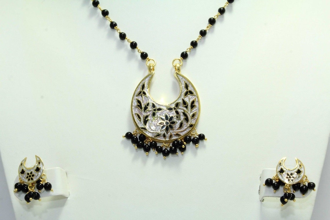 Rajasthan Gems 925 Sterling Silver Gold Rhodium Black Enamel Etsy