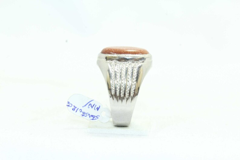 Rajasthan Gems Handmade Men/'s Ring 925 Sterling Silver Natural Sunstone Semi Precious Gemstone