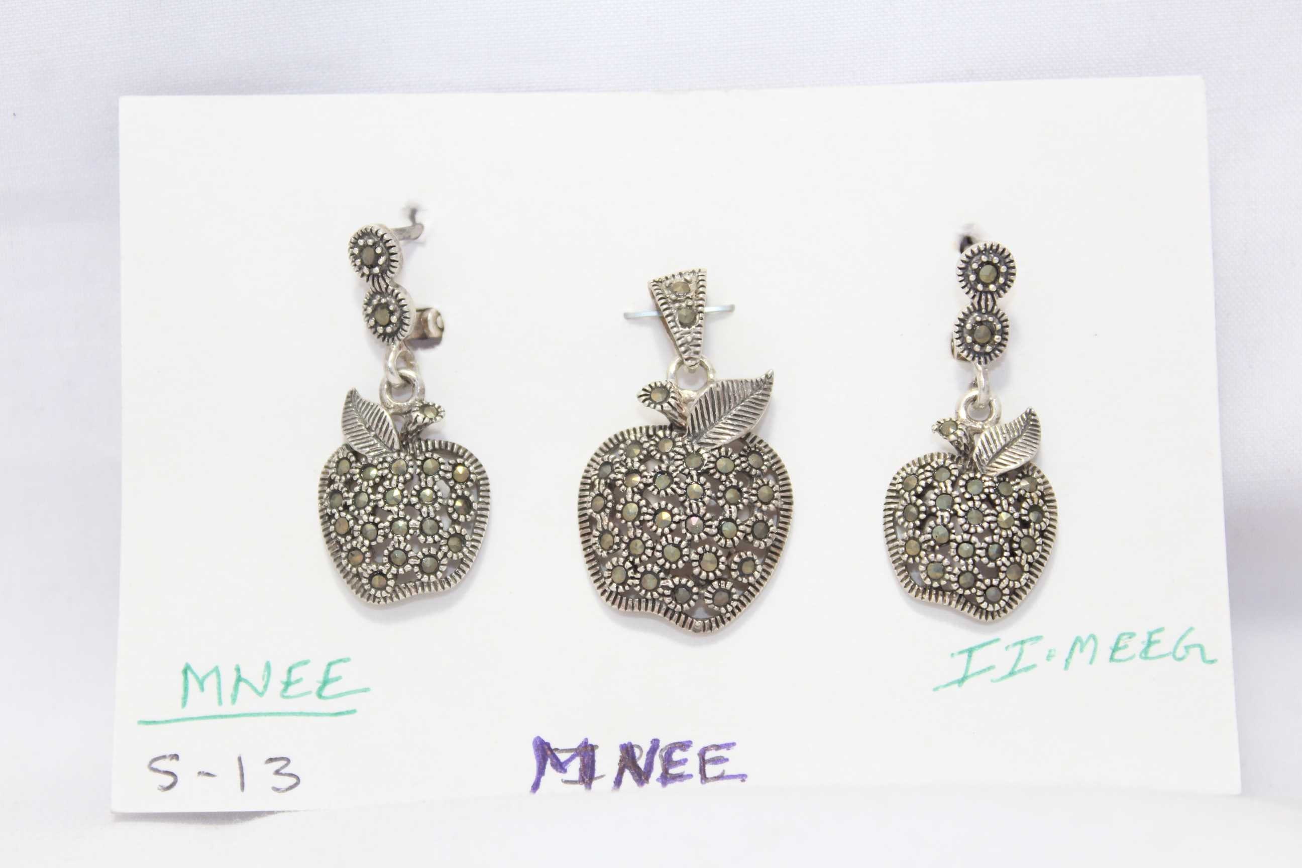 Rajasthan Gems Pendant Earrings Set 925 Sterling Silver Women - Etsy